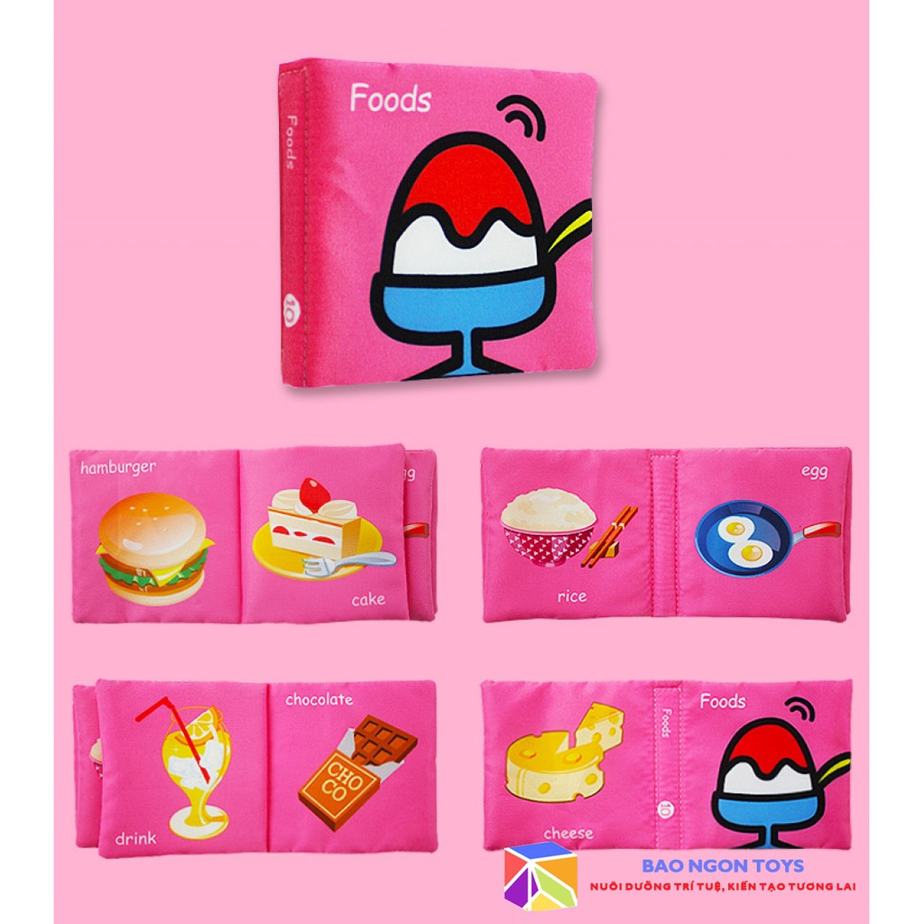 SÁCH VẢI MỀM 12 CHỦ ĐỀ TIẾNG ANH CƠ BẢN CHO BÉ, ĐỒ CHƠI GIÁO DỤC SỚM DÀNH CHO BÉ SƠ SINH - BAO NGON TOYS -SV30