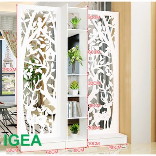 Vách ngăn- bình phong chính hãng IGA chắn phòng khách hiện đại con nai( 2 vách-1 kệ)- IG493