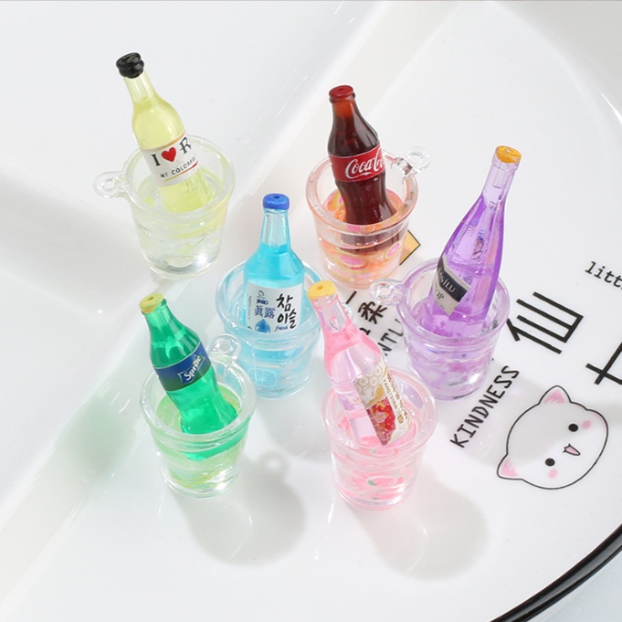 Charm mô hình chai nước ngọt ngâm xô đá cho các bạn trang trí nhà búp bê, làm móc khóa, DIY(SMD-2061)