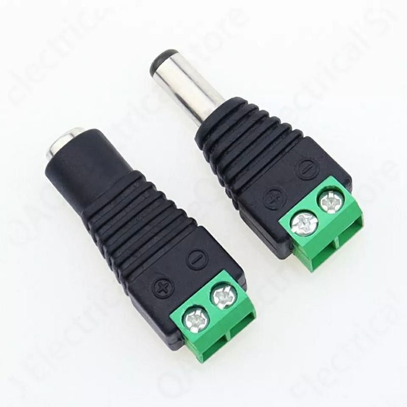 Jack nối Nguồn DC 5.5x2.1mm Đực / Cái - Cổng Domino 2P - Hàng loại Tốt