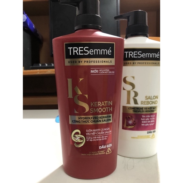 Combo Dầu Gội TRESemmé Keratin Smooth 650g +Dầu Xả Tresemme 620g