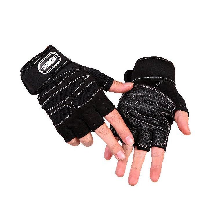Găng tay bao tay thể thao tập gym đi phượt xe máy du lịch cụt ngón có bao đệm lưới cực êm Bodysport