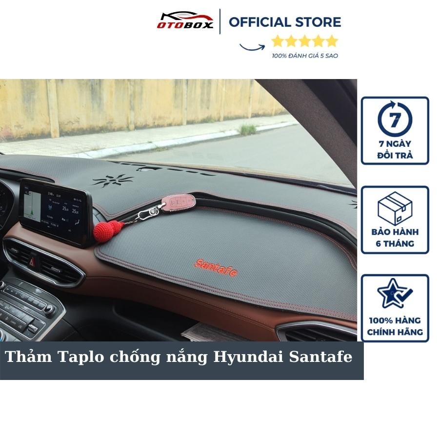 Thảm taplo chống nắng xe ô tô Hyundai santafe chất liệu da carbon cao cấp chính hãng OTOBOX
