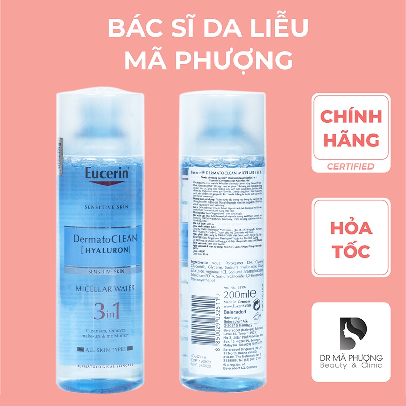 [CHÍNH HÃNG EUCERIN] Nước tẩy trang 3 trong 1 Eucerin DermatoClean Micellar Cleansing Fluid cho mọi loại da