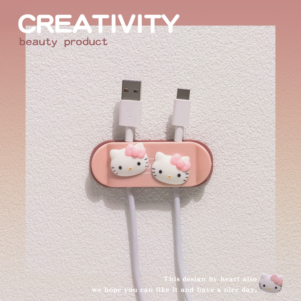 Giá Đỡ Phích Cắm/Dây Cáp USB Tự Dính Họa Tiết Hoạt Hình Đa Năng