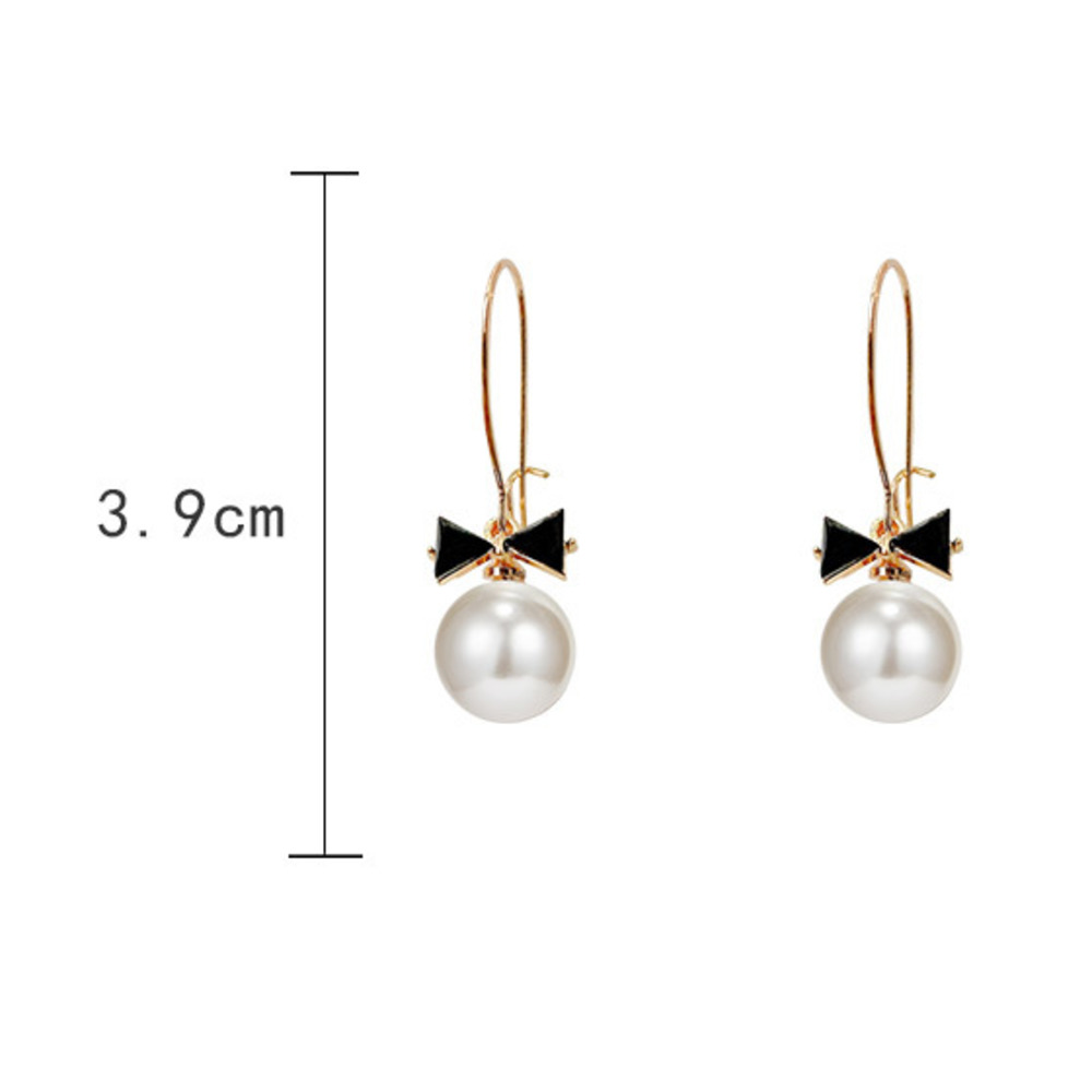 Black bow earrings female earrings simple style earrings