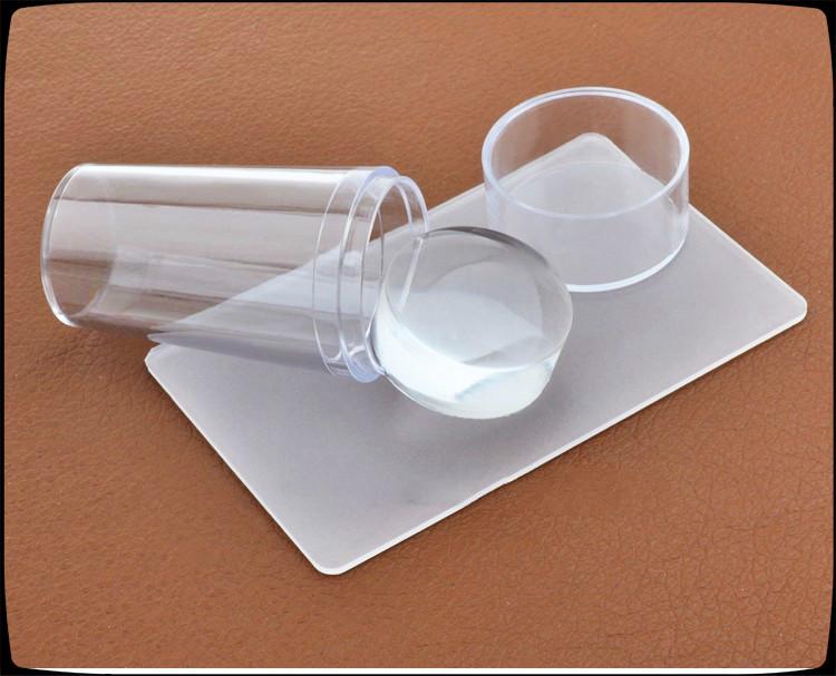 [Hàng mới về] Con dấu và miếng cạo dập móng nghệ thuật 2.8cm bằng silicon thạch trong suốt có nắp SUAKE