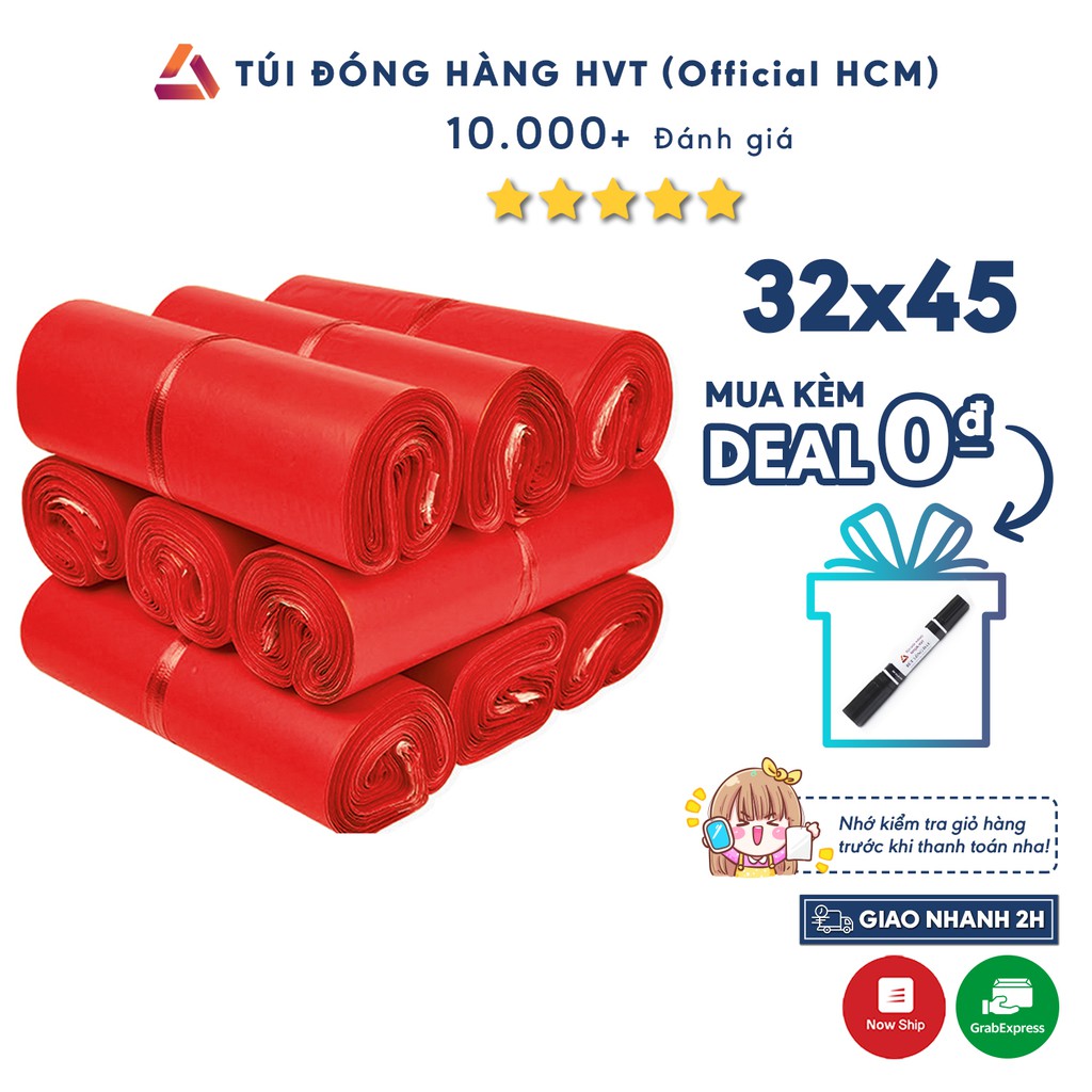 Túi gói hàng niêm phong HVT Màu Đỏ size 32x45 - Có keo dán sẵn