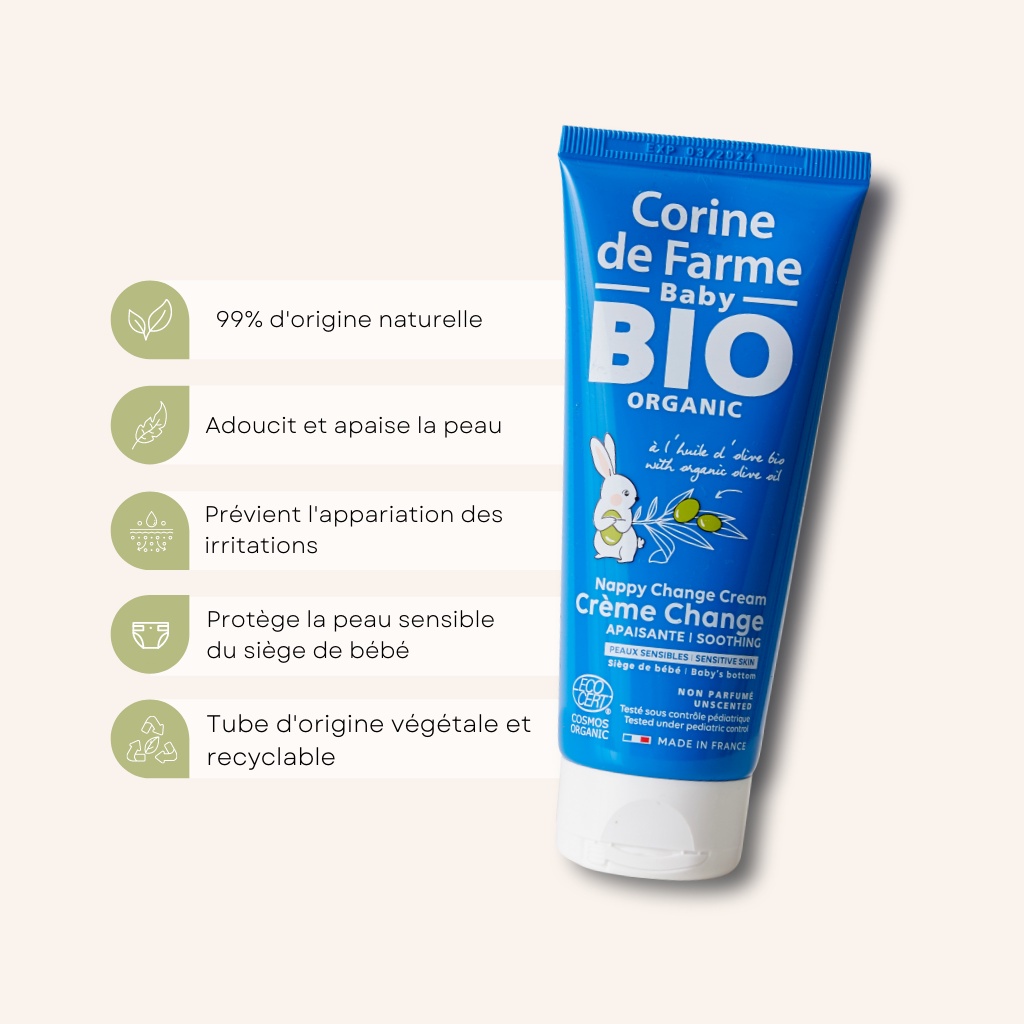 Kem Giảm Hăm Tả Cho Bé Corine De Farme Nappy Change Cream - Certifiee Bio làm mềm vùng mông bé 100ml