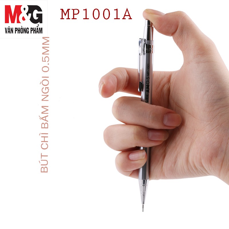 Bút chì kim bấm inox M&amp;G MP1001A-MP1001B ngòi 0.5mm, 0.7mm
