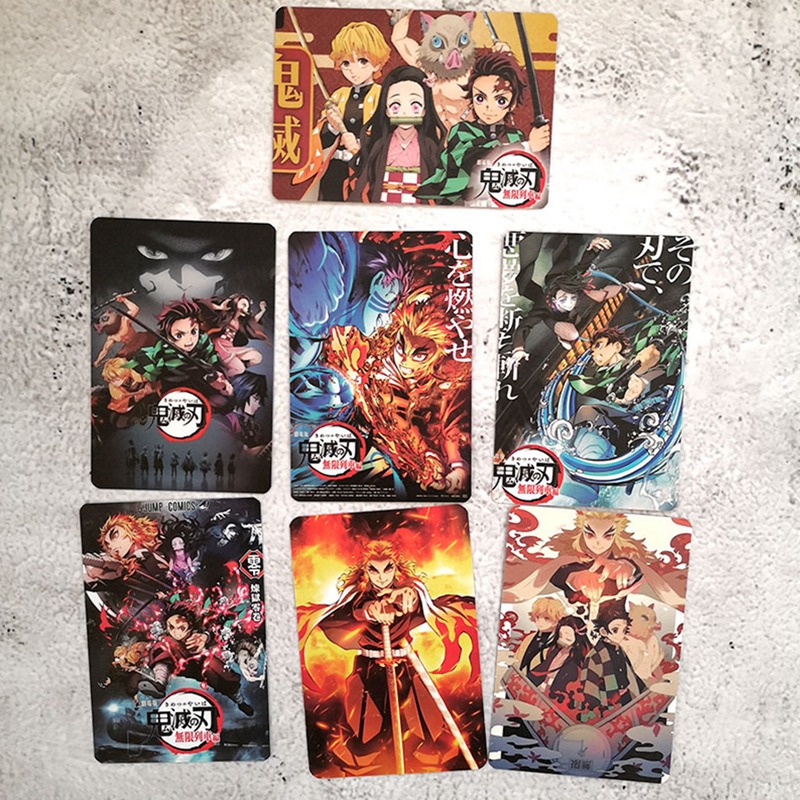 Set 10 Ảnh Thẻ Card Bo Viền 2 Mặt In Hình Slayer: Kimetsu No Yaiba Thanh Gươm DIệt Quỷ anime chibi