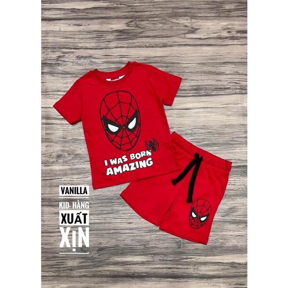 Bộ cotton nhện đỏ bé trai