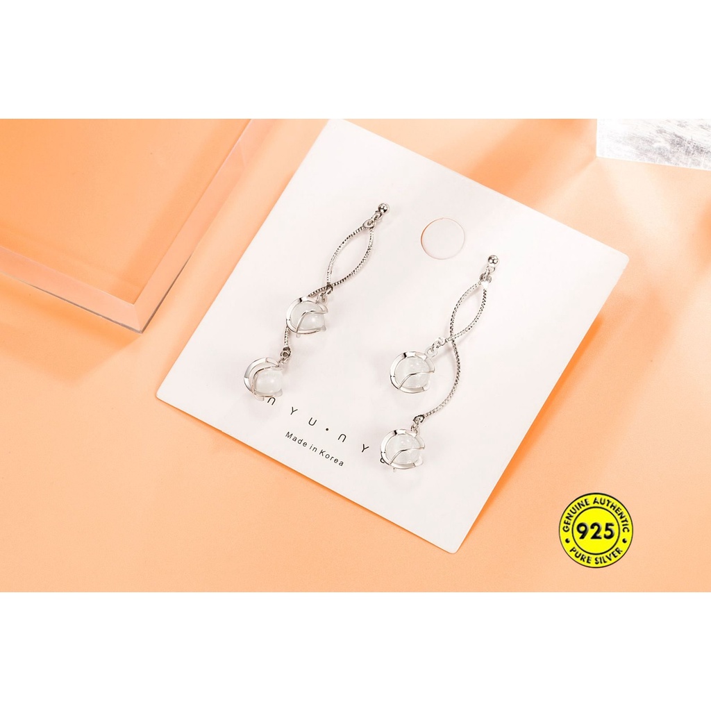 Bông Tai Mạ Bạc 925 Dáng Dài Đính Đá Opal Phong Cách Retro Thời Trang U934