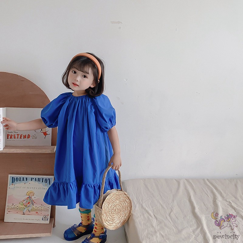 Đầm công chúa tay phồng phong cách mùa hè Hàn Quốc cho bé gái