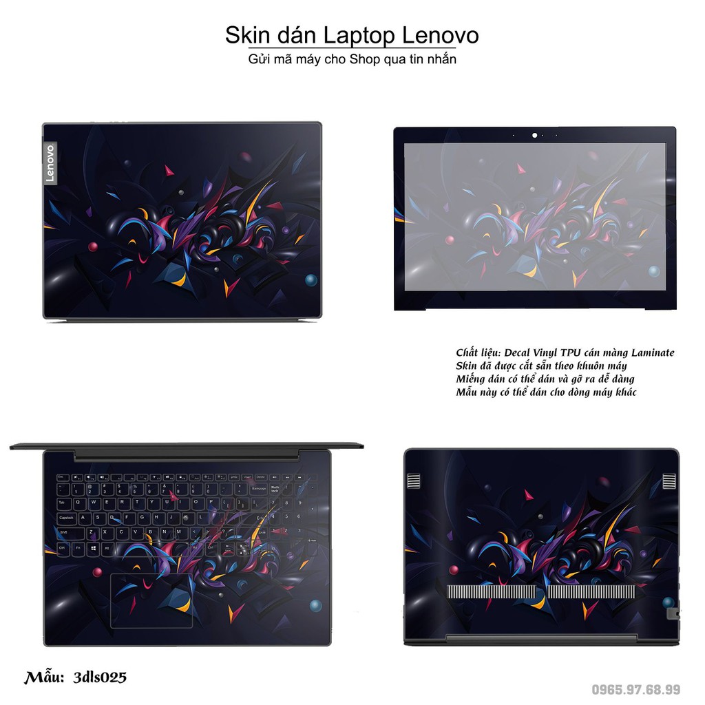 Skin dán Laptop Lenovo in hình 3D Image (inbox mã máy cho Shop)