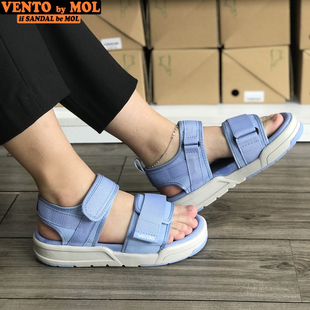 Giày Sandal Vento Nữ 2 Quai Ngang Êm Bền Đi Học Đi Làm Đi Du Lịch Màu Xanh Dương Mã NV10026