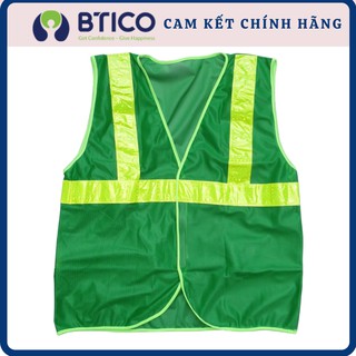 Áo BHLĐ phản quang SB01 màu xanh lá, vải lưới polyester thoáng mát Free-size