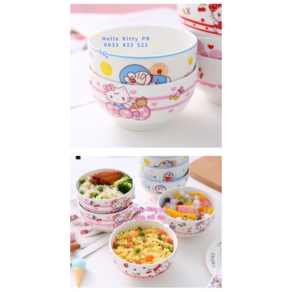 Chén bát, muỗng sứ Hello Kitty - Doremon Doraemon