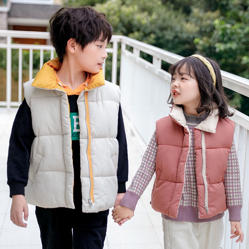 Hàng Có Sẵn Áo Khoác Phao Dày Giữ Ấm Mùa Đông Không Tay Cổ Đứng Chất Lượng Cao Cho Bé