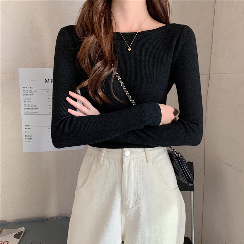 Áo len nữ ZHELIHANGFEI dáng ôm màu trơn dễ phối đồ