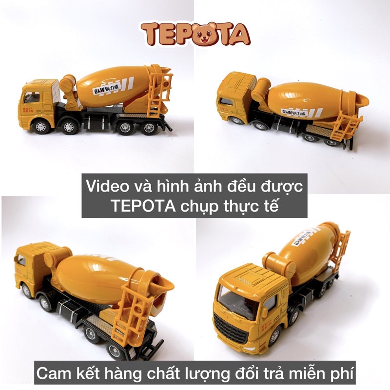[CÓ HỘP] Xe Trộn Bê Tông  TEPOTA Đồ Chơi Bằng Kim Loại Đẹp Trục Quay 360 Độ Cho Bé Tăng Trí Tưởng Tượng X03XETRON