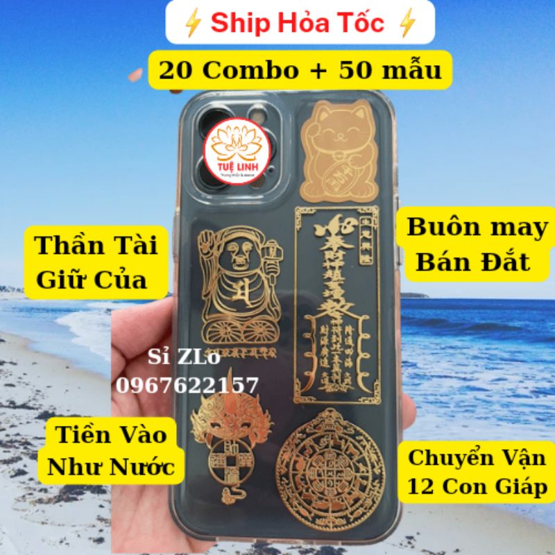 Combo 4 miếng dán Linh Phù Tài Lộc May Mắn 