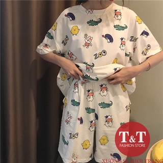 Bồ Bộ Nữ Cộc Tay Bộ Mặc Ở Nhà Dễ Thương Cute Thun Sữa Mềm Mại Thoải Mái