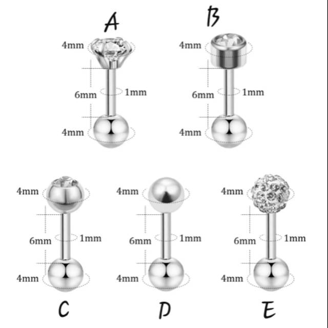 Khuyên Tai Helix Gold Tragus Stainless / Plated Piercing