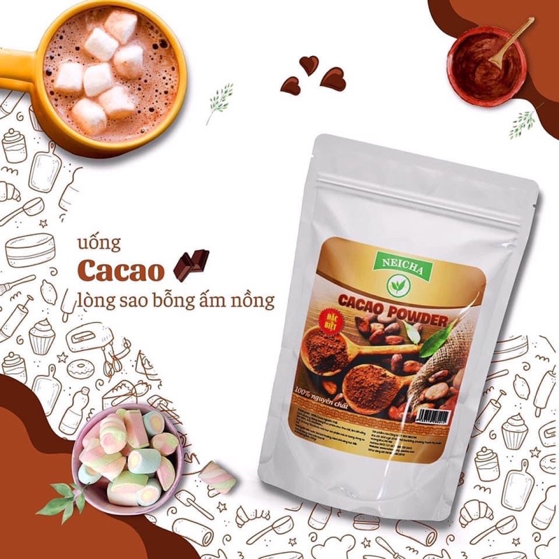 (500gr)Bột Cacao Nguyên Chất 100%. NGUYÊN LIỆU PHA CHẾ ĐỒ UỐNG, LÀM BÁNH, LÀM KEM thơm ngon hoàn hảo.