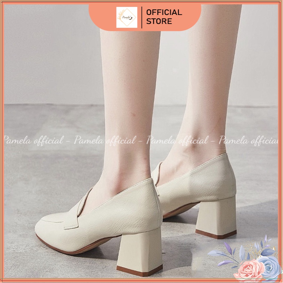 PAMELA  - Giày Loafer Nữ Mũi Vuông Phong Cách Hàn Quốc Quai Trơn 2022  - Gi15