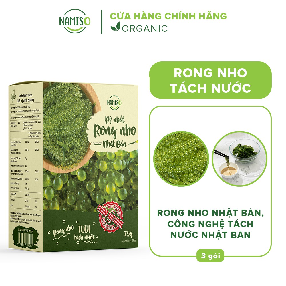  Combo 3 gói rong nho tách nước Organic, rong nho tách nước chính hãng cao cấp