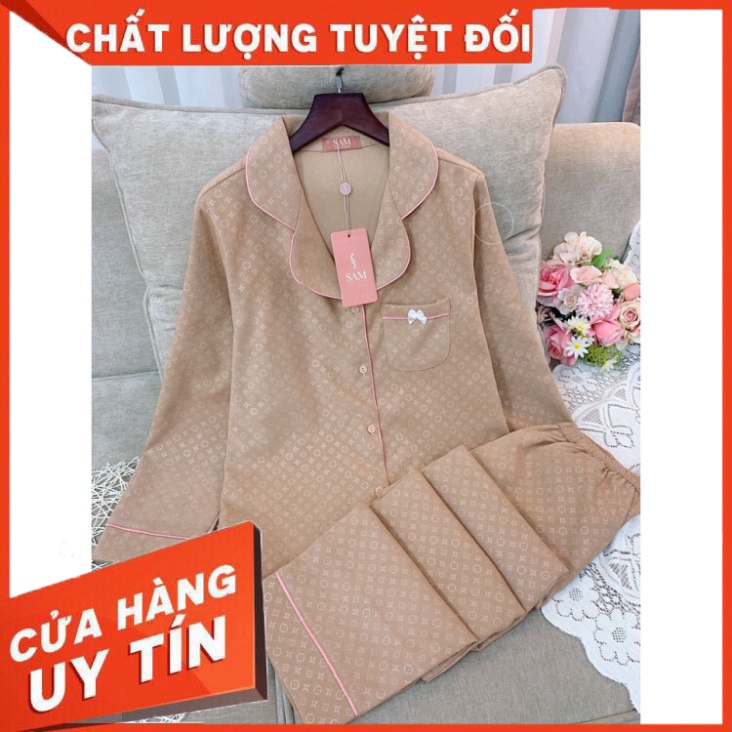 Bộ đồ Nhung tăm Pijama mặc nhà SAM cao cấp họa tiết chìm độc đáo đơn giản, đẽ mặc - Hàng nhập khẩu