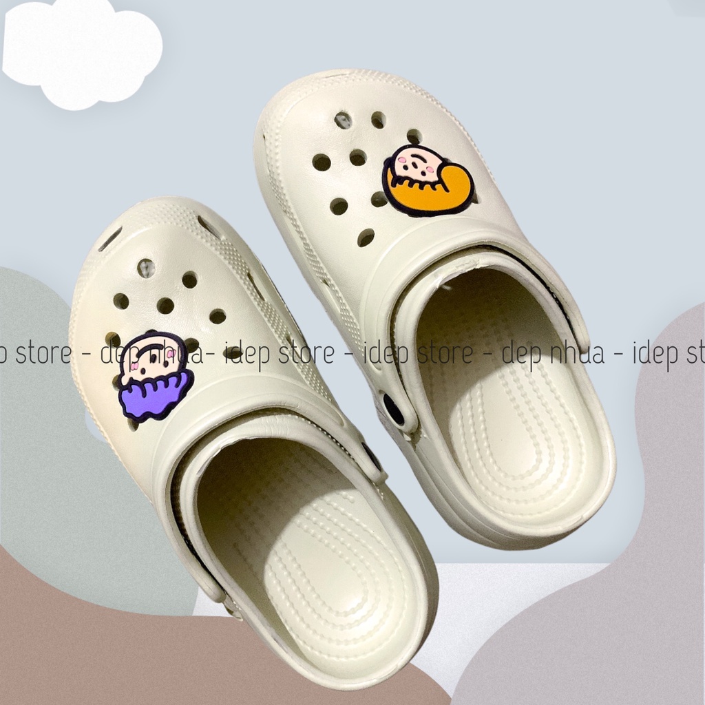 Dép Crocs nữ hình Chibi độn đế cao 5cm - Giày sục nhựa siêu nhẹ đi mưa iDép - SL024