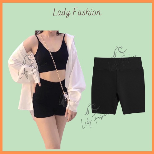 Quần Legging Đùi Nữ Chất Cotton Cao Cấp Mềm Mịn Co Giãn Ôm Mông Cạp Cao Tôn Dáng Lady