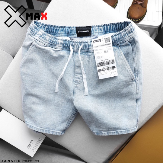 quần short jean nam cạp chun cao cấp, quần lửng bò có dây rút xịn xò cao cấp Xmax B029