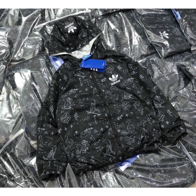 Áo khoác gió adi.das cho bé trai hình khủng long size từ 12-35 cân