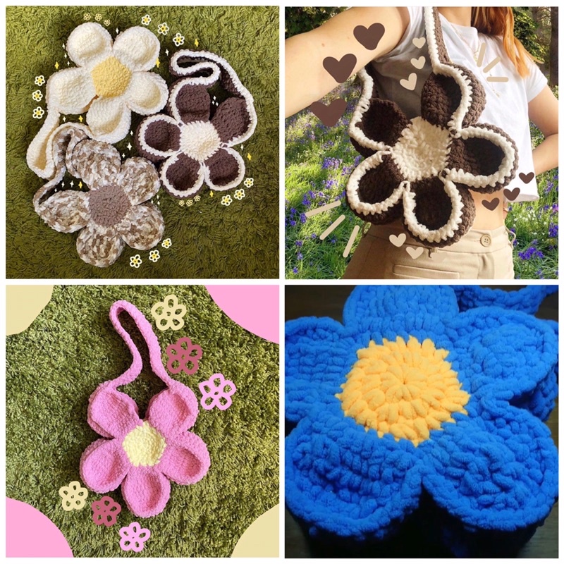 TÚI BÔNG HOA HANDMADE- Bloom flower Bag- Túi hoa len xinh xỉu up xỉu down