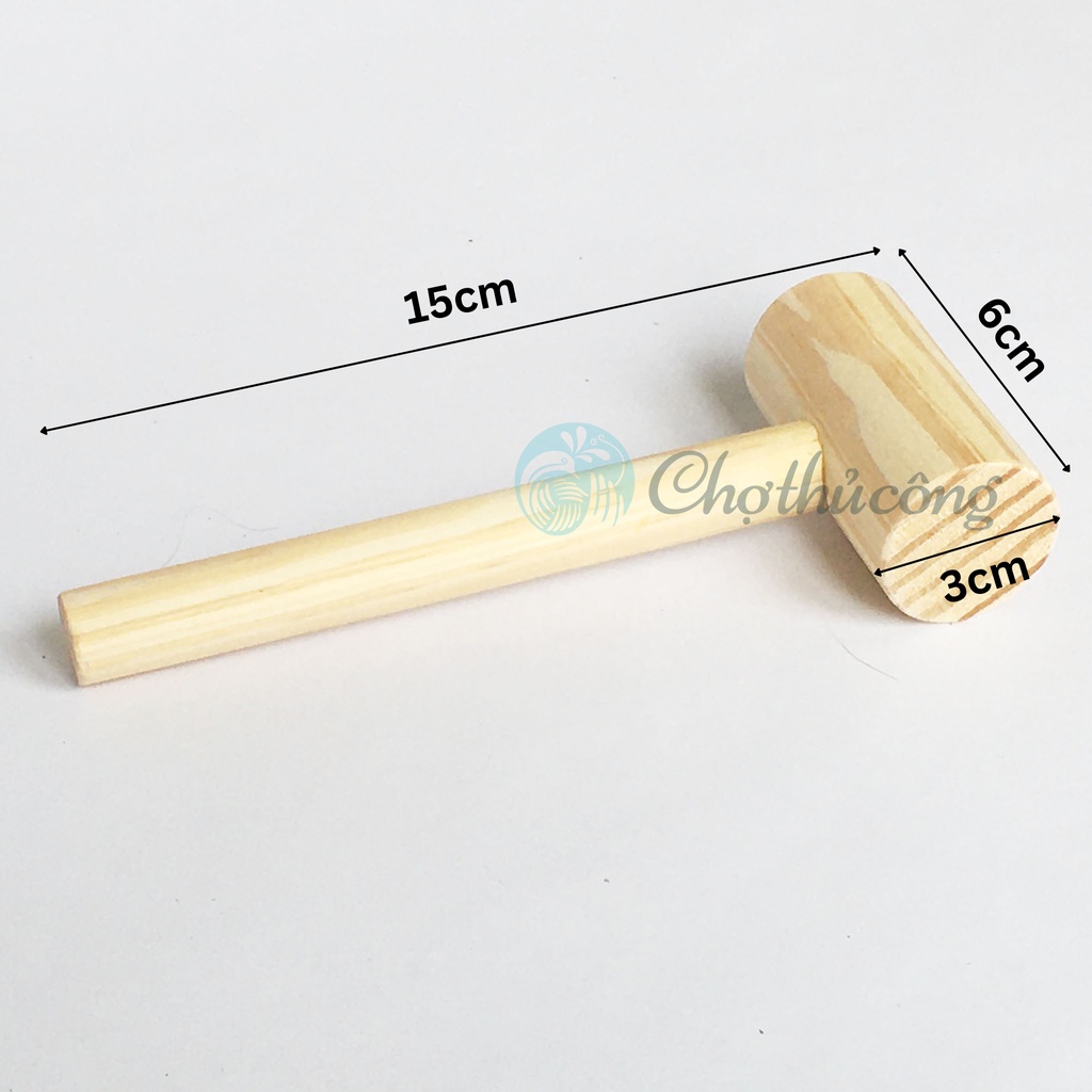 Búa gỗ thông tự nhiên dùng đập linh tinh, đập vỏ cua, búa gỗ đóng tủ nhựa ghép, búa đồ chơi cho bé đập bánh pinata