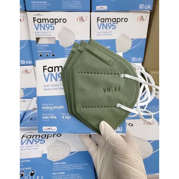Hộp 10 Khẩu Trang Y Tế N95 FAMAPRO Chính Hãng Cao Cấp Nhiều Màu