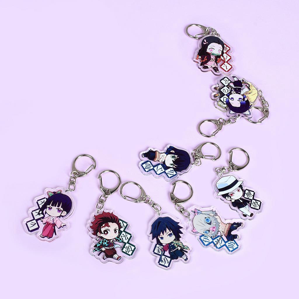 Móc chìa khóa bằng nhựa Acrylic họa tiết Kimetsu no yaiba Kamado Tanjiro Hashibira Inosuke Tomioka Giyuu dễ thương