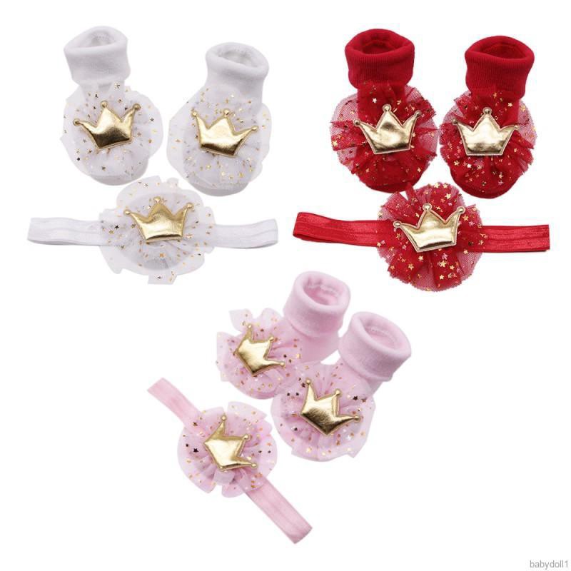 Tất Cotton Kèm Vương Miện Dễ Thương Cho Trẻ Sơ Sinh