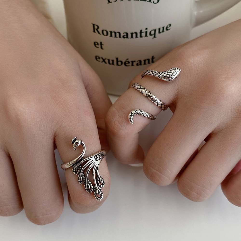 Nhẫn thời trang hình rắn/chim công/chim công cổ điển cá tính cho nữ