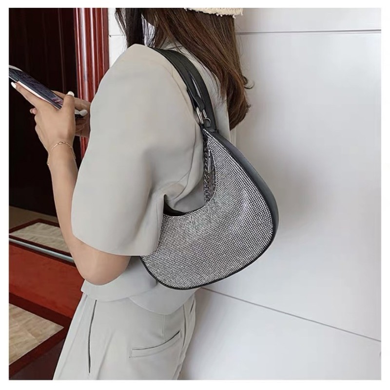 Túi kẹp nách đính đá lấp lánh Túi đeo chéo đính kim cương