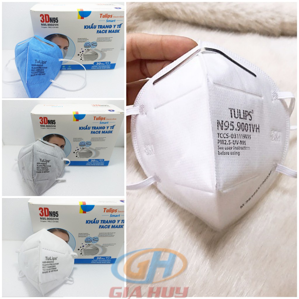 (Chính Hãng) Khẩu Trang Tulips 3D N95 Lọc Bụi PM2.5 siêu Mịn - 9002VH | BigBuy360 - bigbuy360.vn