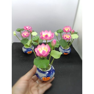 [Hoa đất sét] Chậu HOA SEN NHỎ , KT 15CM.TRẮNG VÀ HỒNG