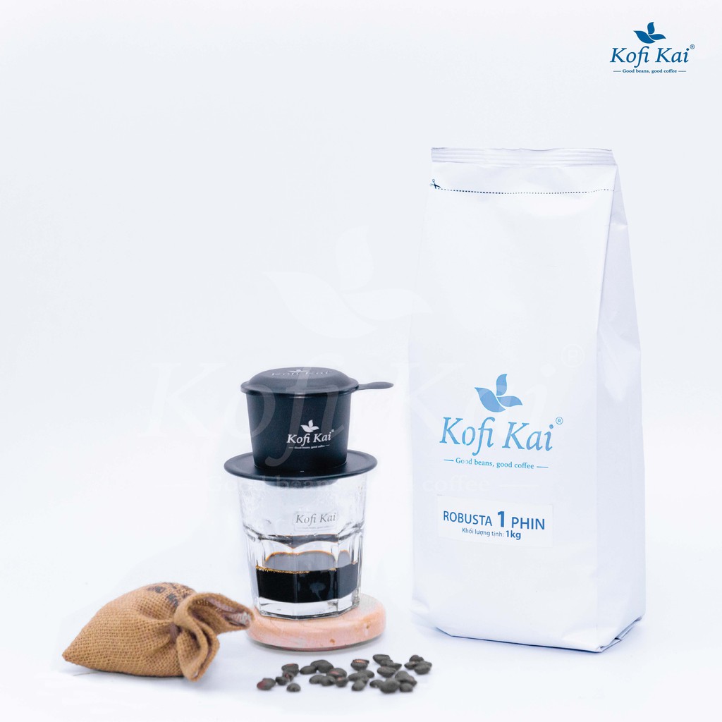 Cà phê nguyên chất Robusta bột pha phin Kofi Kai 1kg