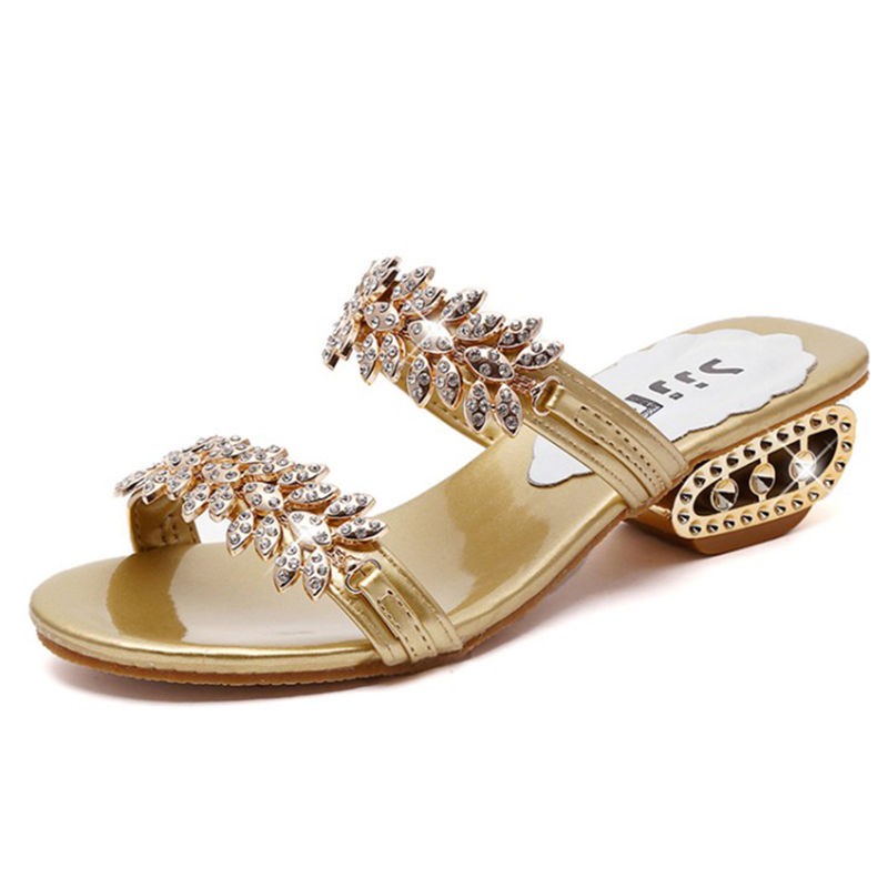 2020 dép rhinestone phụ nữ trung niên mới mùa hè Phiên bản hàn quốc của cỡ lớn và xỏ ngón size 4041