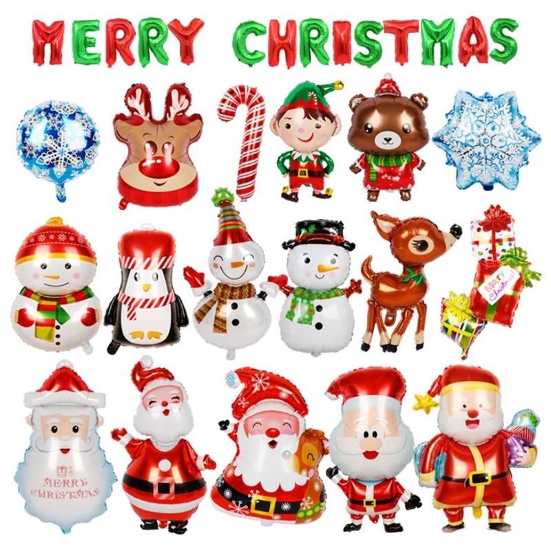 Bong bóng lá nhôm hình ông già noel/ người tuyết/ tuần lộc dành cho trang trí nhà cửa dịp Giáng Sinh năm mới
