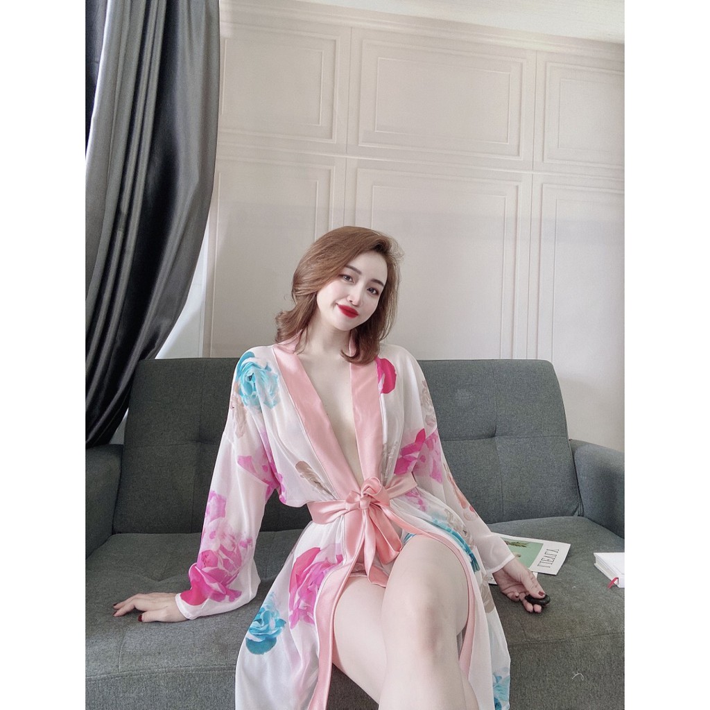 Áo Choàng Ngủ, Áo Choàng Lụa Phối Ren Mi Cao Cấp Dưới 70Kg | BigBuy360 - bigbuy360.vn