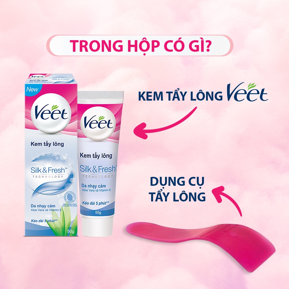 [Mã FMCGVEET52 giảm 8% đơn 250k] Combo 5 Kem tẩy lông Veet dành cho da nhạy cảm 50G/tuýp